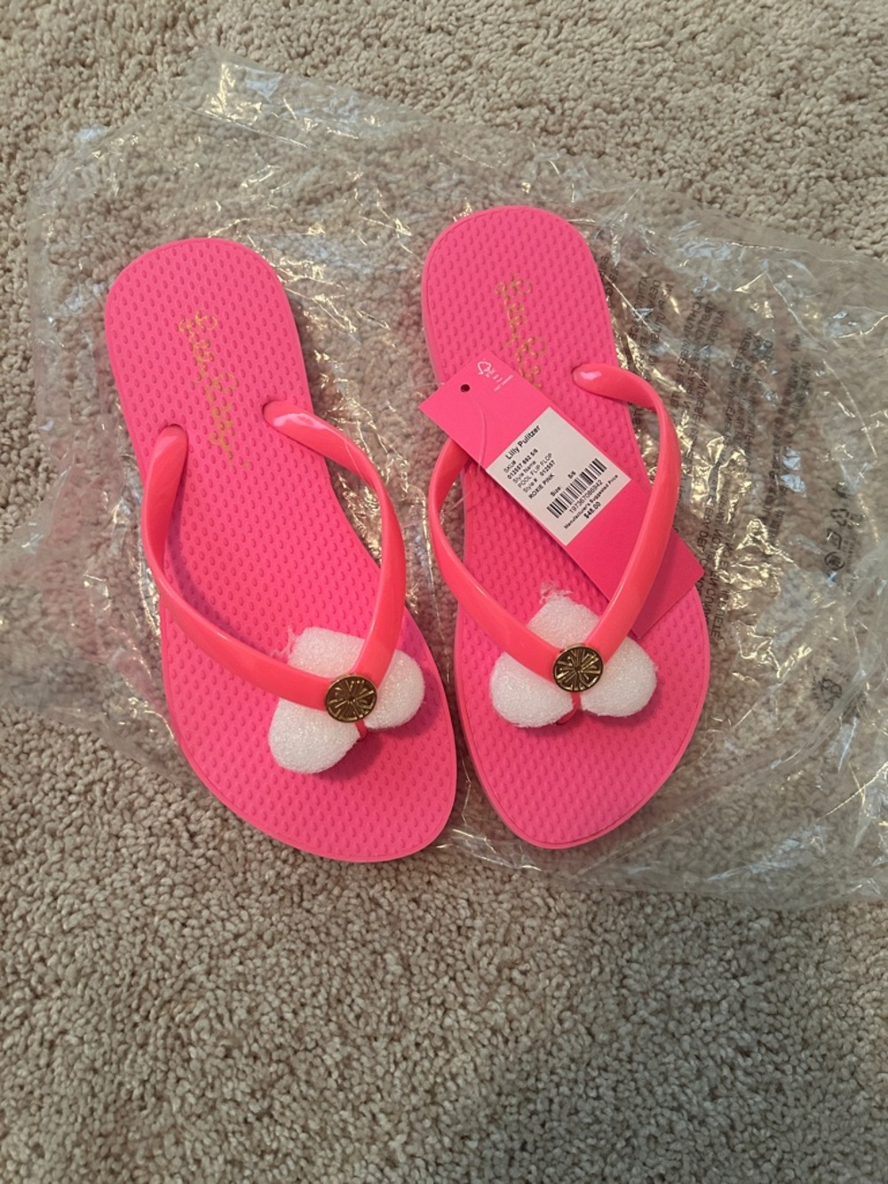 Women’s Roxie Pink Bow Flip Flop Sandals size 5/6